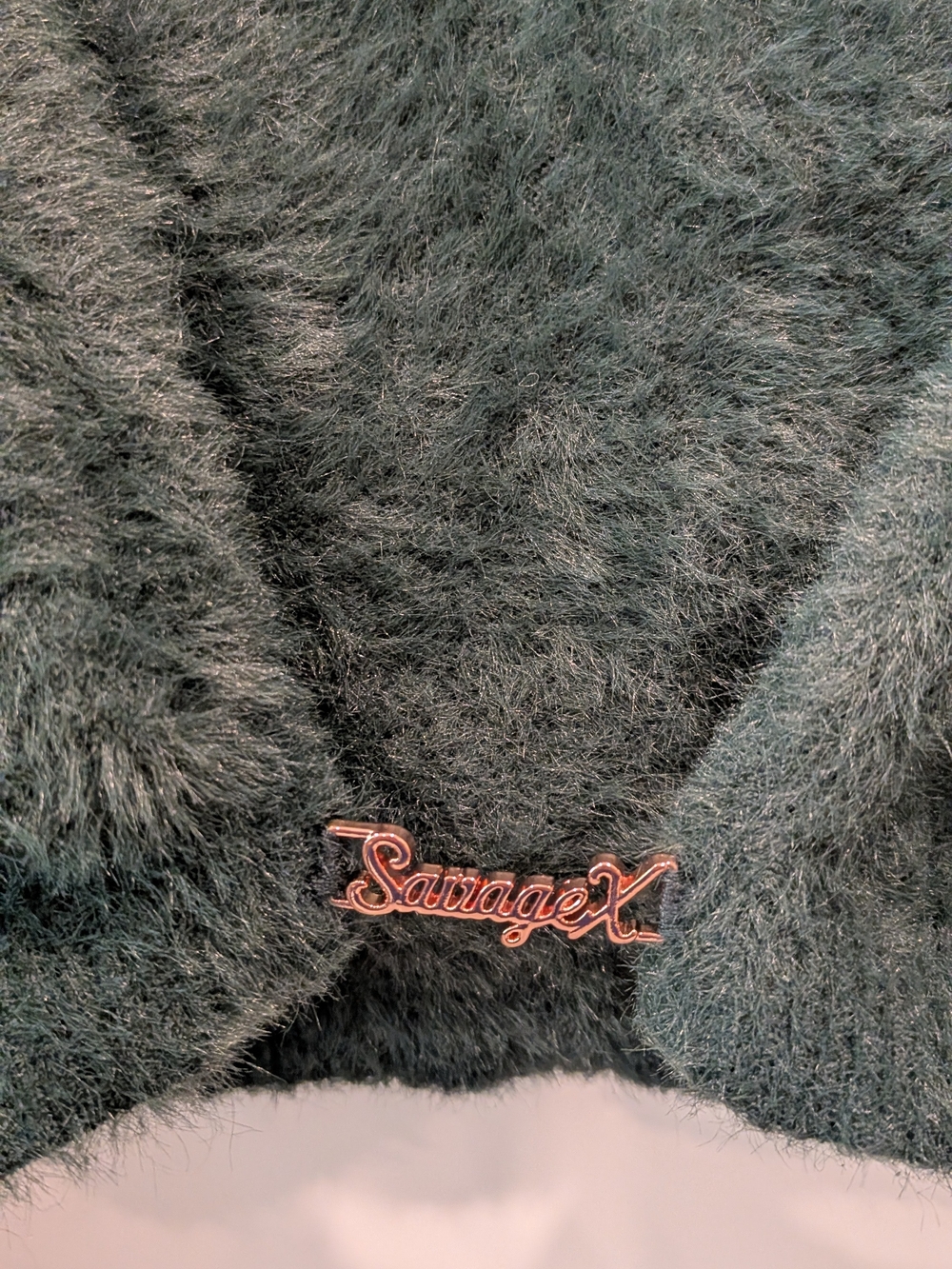 Savage x Fenty Fluff It Up PJ Crop Top M - Botanical Green gold cardigan - Picture 6 of 7